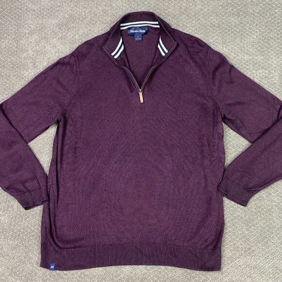 Mizzen Main 1/4 Zip Pullover Sweater Men's XL Purple Quarter Zip Mizzen + Main - Picture 1 of 11